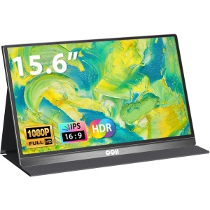 QQH Portable Monitor, 15.6inch Portable Monitor for Laptop 1080P FHD IPS Second Screen, Ultra-Slim External Monitor with Smart Cover & Speaker, USB C HDMI Gaming Monitor for PC Mac Phone PS5/4 Xbox